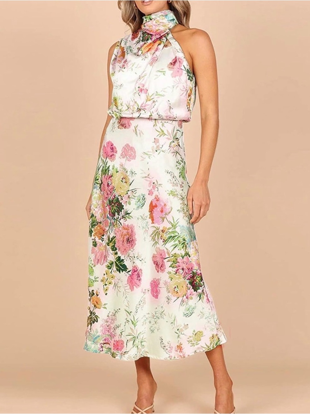 NEW Floral Cowl-Neck Maxi Dress - Picture 3 of 8